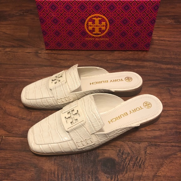 TB Tory Burch beige leather mules slip on shoes size 8.5 womens new - Picture 2 of 6